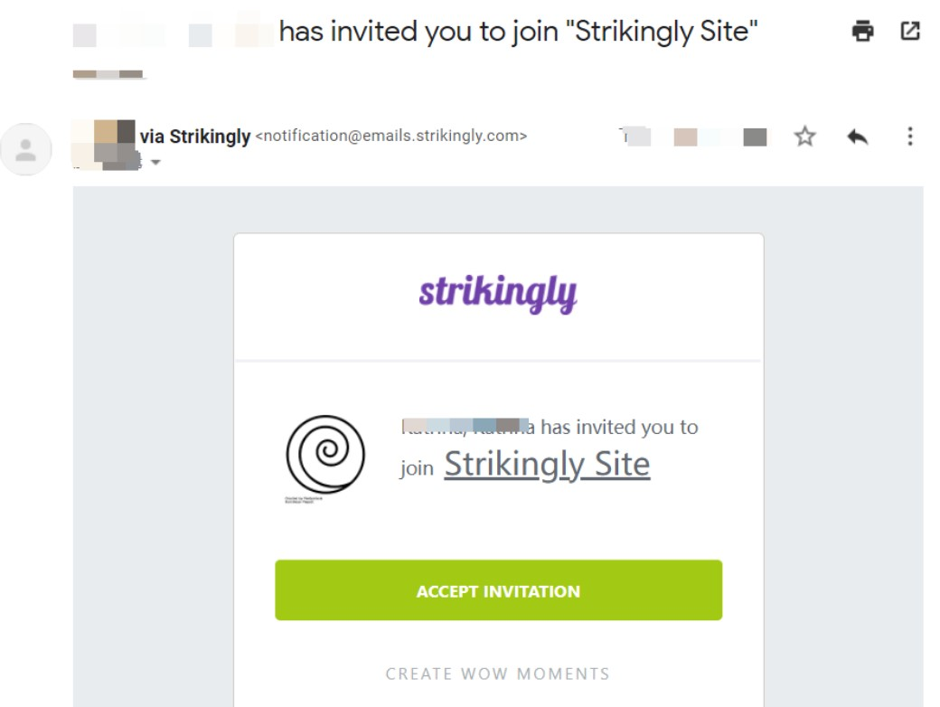 Strikingly Email Invitation for Collaboration Strikingly Email Invitation for Collaboration